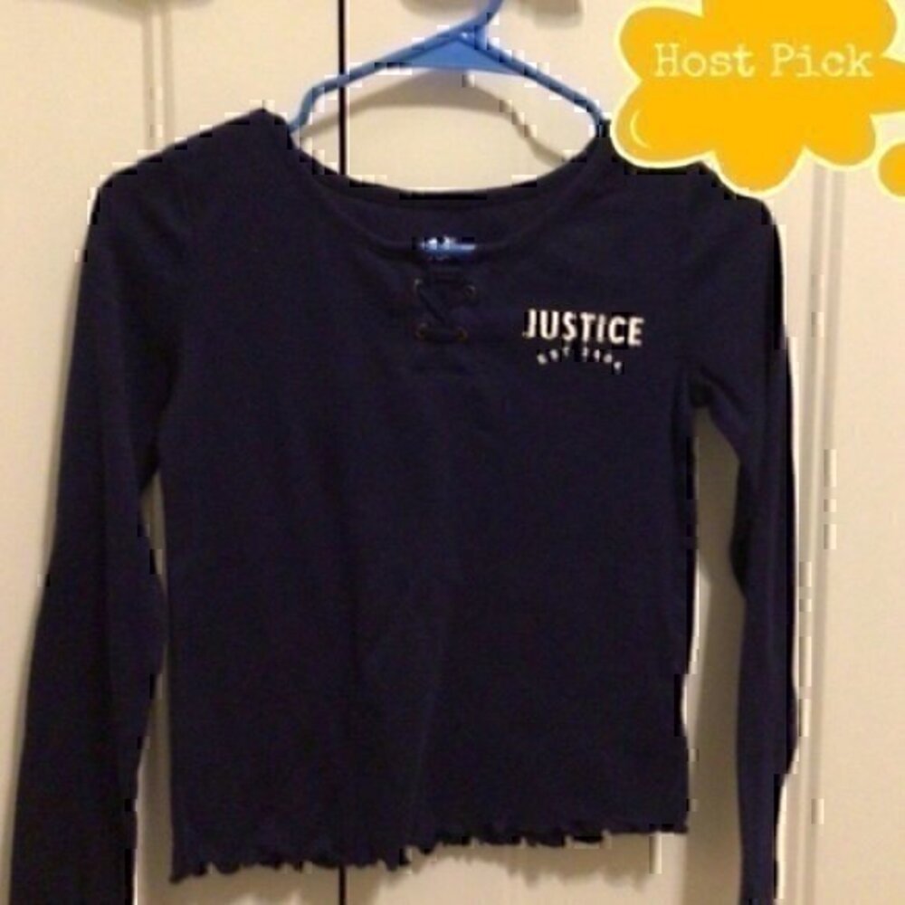 Justice Girls size 12 navy  top tie detail at neck